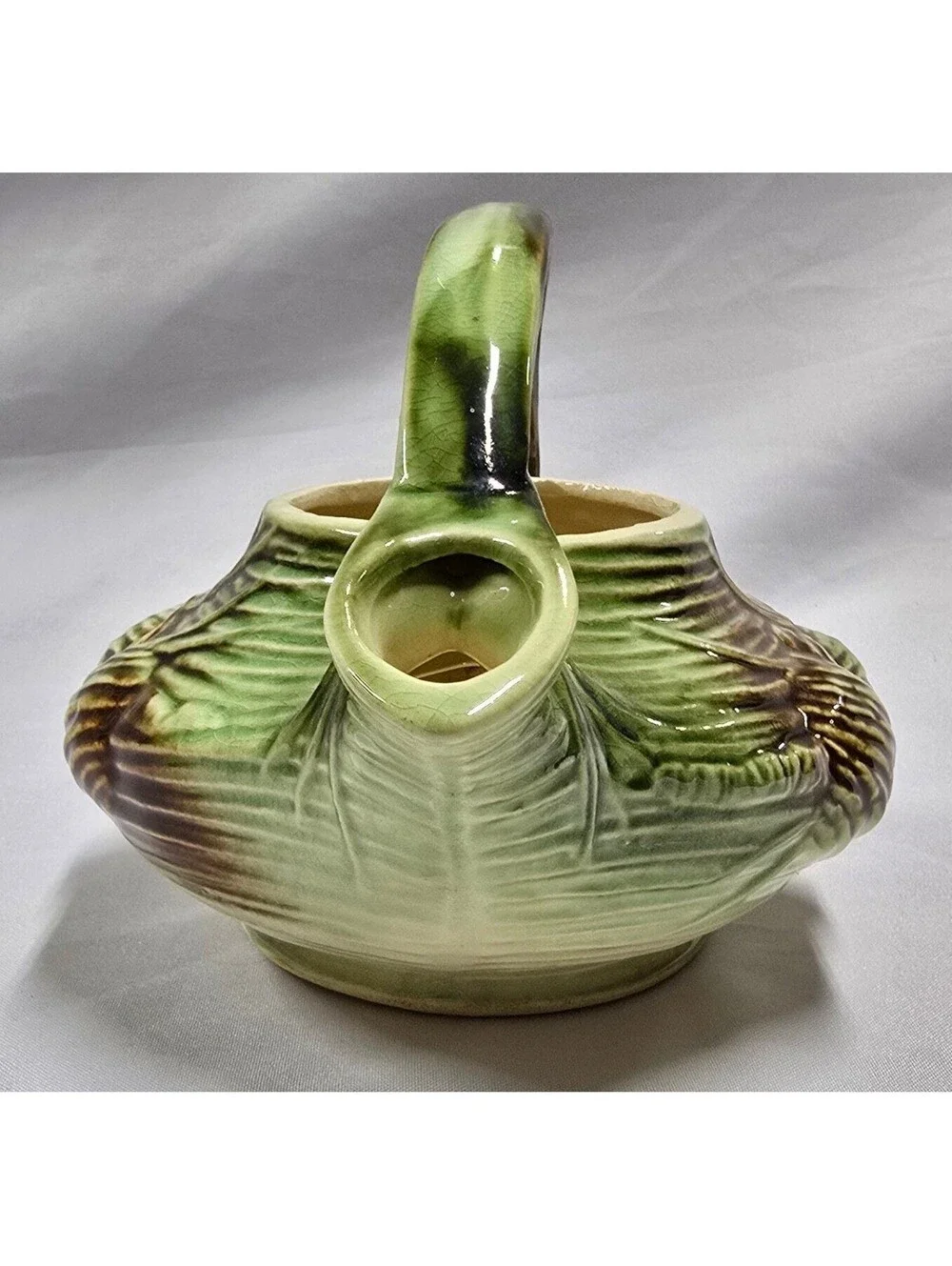 McCoy Pottery Pine Cone Tea Set: Teapot, Creamer, and Sugar Bowl Ex, Condition